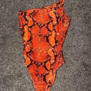 Orange Snake Print BodySuit